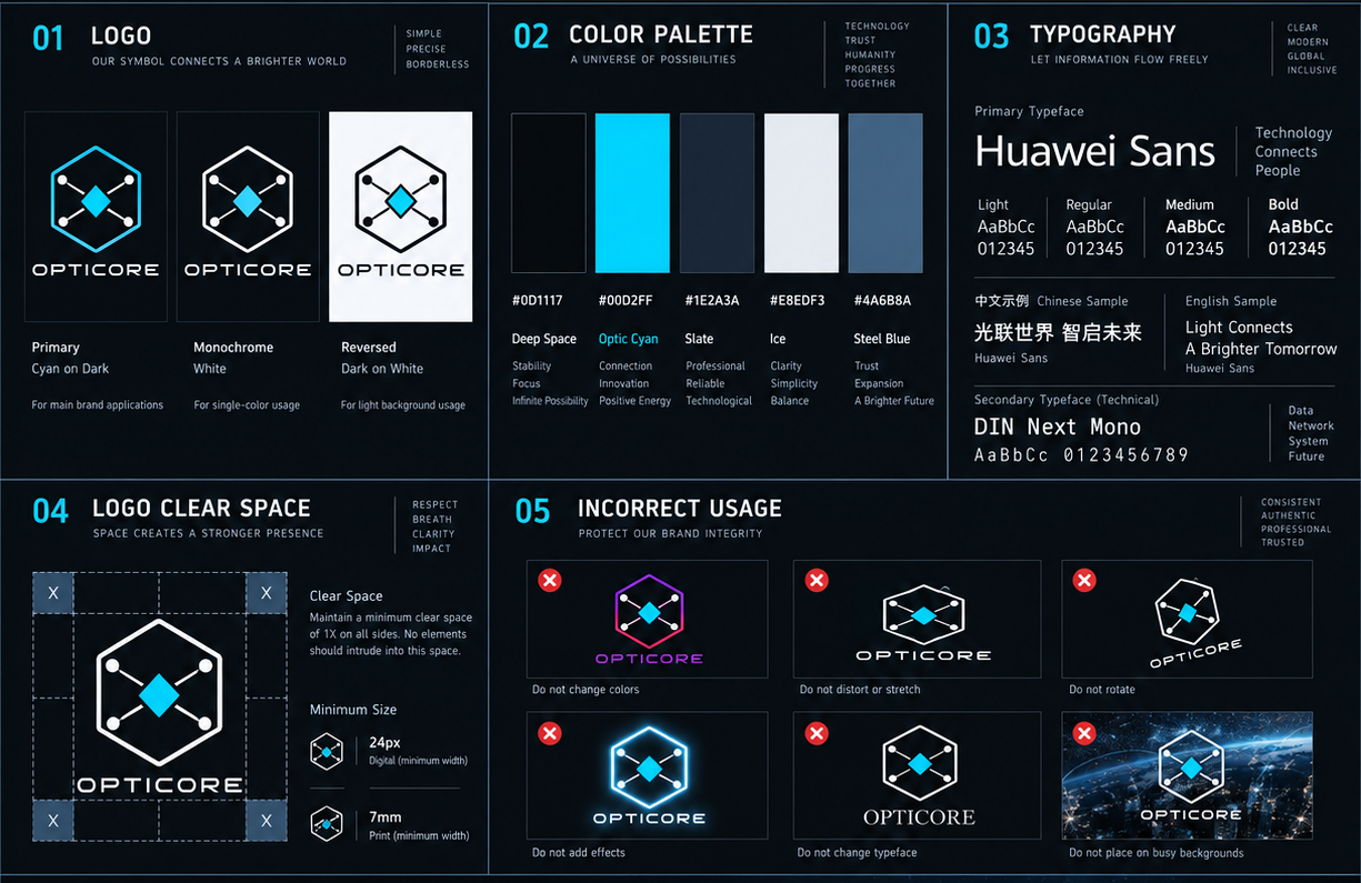 OPTICORE 品牌视觉识别系统规范板